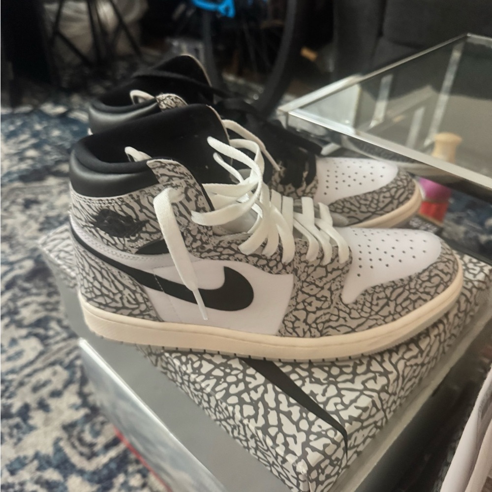 Nike Black White Elephant-Print High-Top Sneakers